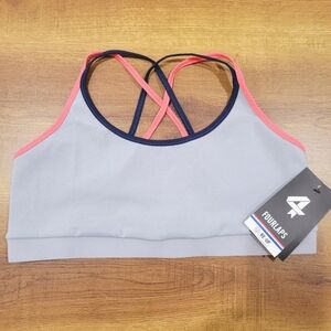 Fourlaps strappy light grey sports bra size L